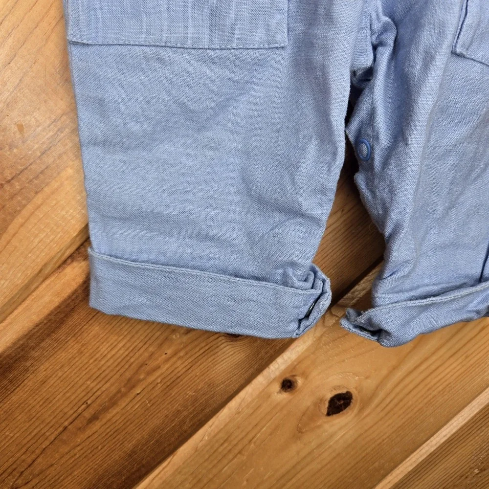 The Children's Place Linen Blend Bunny Blue Overalls Sz 3-6‎ Months